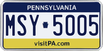 PA license plate MSY5005