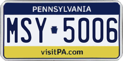 PA license plate MSY5006