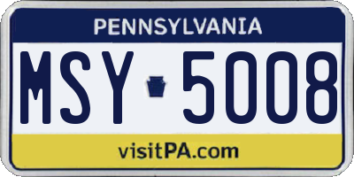 PA license plate MSY5008