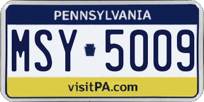 PA license plate MSY5009