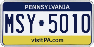 PA license plate MSY5010
