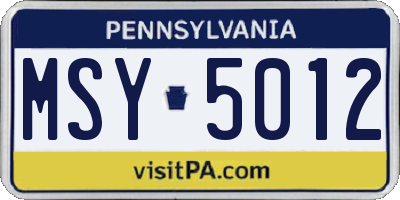 PA license plate MSY5012