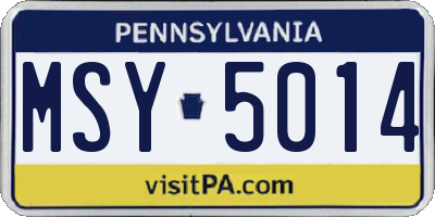 PA license plate MSY5014