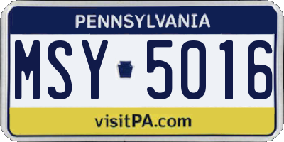 PA license plate MSY5016
