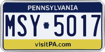 PA license plate MSY5017