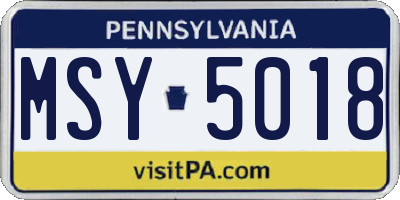 PA license plate MSY5018