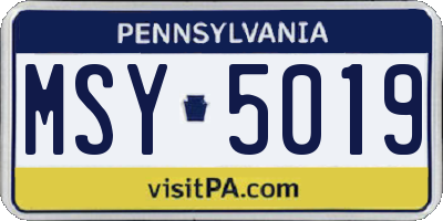 PA license plate MSY5019