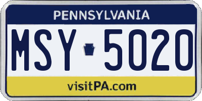 PA license plate MSY5020