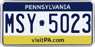 PA license plate MSY5023