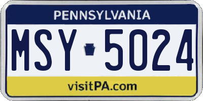 PA license plate MSY5024