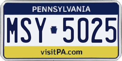 PA license plate MSY5025