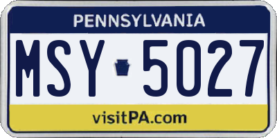 PA license plate MSY5027