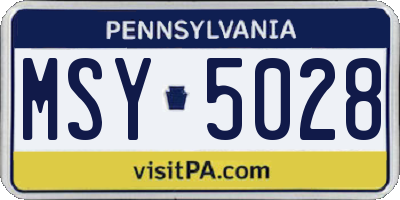 PA license plate MSY5028