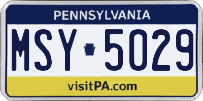 PA license plate MSY5029