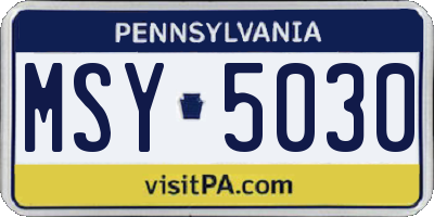 PA license plate MSY5030