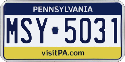 PA license plate MSY5031