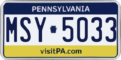 PA license plate MSY5033