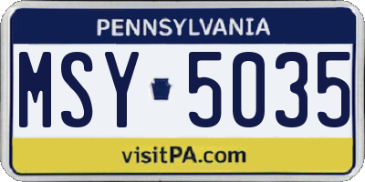PA license plate MSY5035
