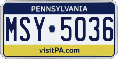 PA license plate MSY5036
