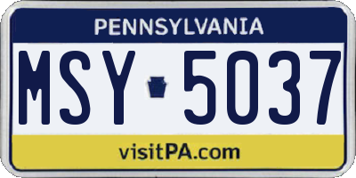 PA license plate MSY5037