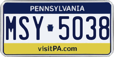 PA license plate MSY5038