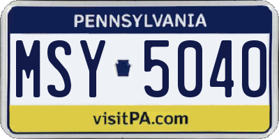PA license plate MSY5040
