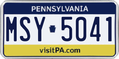 PA license plate MSY5041