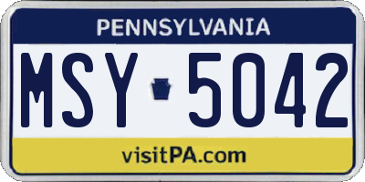 PA license plate MSY5042