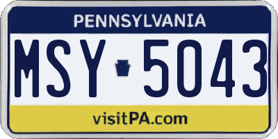 PA license plate MSY5043
