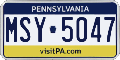 PA license plate MSY5047
