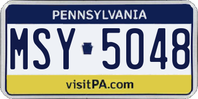 PA license plate MSY5048