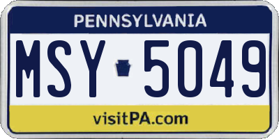 PA license plate MSY5049
