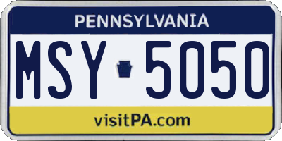 PA license plate MSY5050