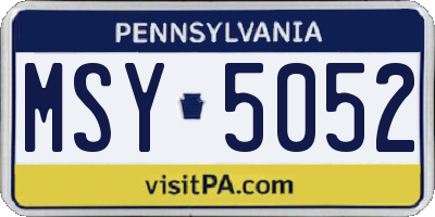 PA license plate MSY5052