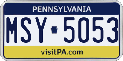 PA license plate MSY5053