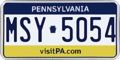 PA license plate MSY5054