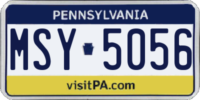 PA license plate MSY5056
