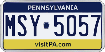 PA license plate MSY5057