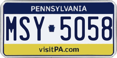 PA license plate MSY5058