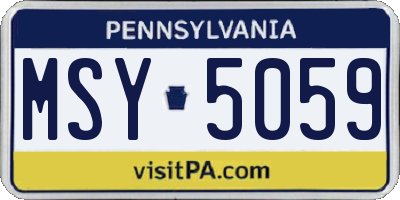 PA license plate MSY5059