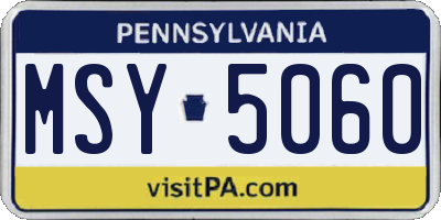 PA license plate MSY5060