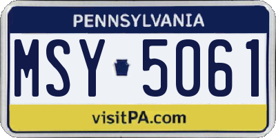 PA license plate MSY5061