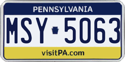 PA license plate MSY5063