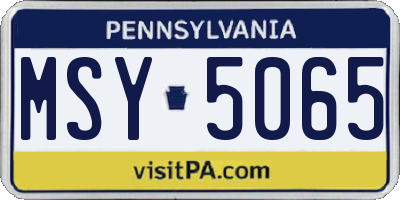 PA license plate MSY5065