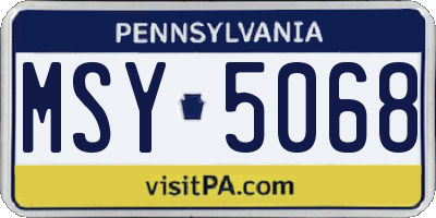 PA license plate MSY5068