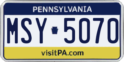 PA license plate MSY5070