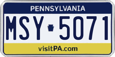 PA license plate MSY5071
