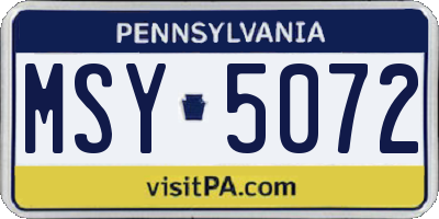 PA license plate MSY5072