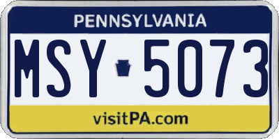 PA license plate MSY5073