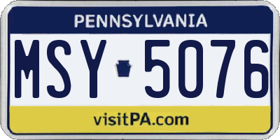 PA license plate MSY5076
